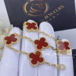 Van Cleef & Arpels Vvintage Alhambra Bracelet, 5 Motifs Yellow Gold, Carnelian Vcard35500 (2)