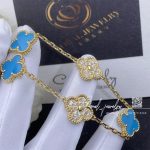 Van Cleef & Arpels Vintage Alhambra Limited Edition Diamond Turquoise Gold Bracelet (2)