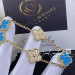 Van Cleef & Arpels Vintage Alhambra Limited Edition Diamond Turquoise Gold Bracelet (3)