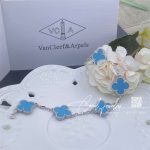 Van Cleef & Arpels Vintage Alhambra Bracelet, 5 Motifs White Gold, Turquoise (4)