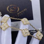 Van Cleef & Arpels Vintage Alhambra Bracelet, 5 Motifs Yellow Gold, Diamond Vcara41400 (4)