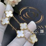 Van Cleef & Arpels Vintage Alhambra Bracelet, 5 Motifs Yellow Gold, Mother Of Pearl Vcara41800 (5)