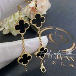 Van Cleef & Arpels Vintage Alhambra Bracelet, 5 Motifs Yellow Gold, Onyx Vcara41300 (4)