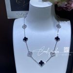 Van Cleef & Arpels Vintage Alhambra Necklace, 10 Motifs White Gold, Diamond, Onyx (3)