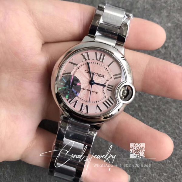 Replica Ballon Bleu De Cartier Quartz 28mm W6920038 Af Factory Pink Dial (2)