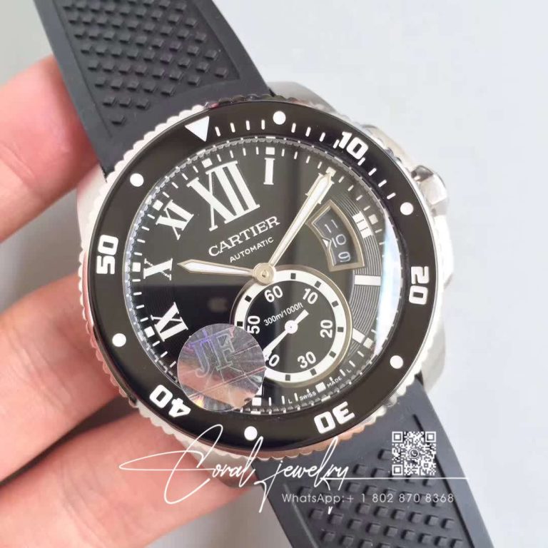 Replica Calibre De Cartier Diver W7100056 42mm Jf Factory Black Dial (2)