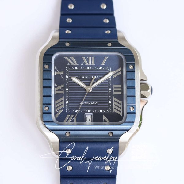 Replica Cartier Santos Gf Factory Blue Strap (1)