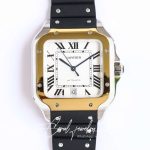 Replica Cartier Santos W2sa0009 Gf Factory V2 Black Rubber Strap (1)