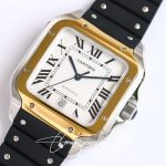 Replica Cartier Santos W2sa0009 Gf Factory V2 Black Rubber Strap (3)