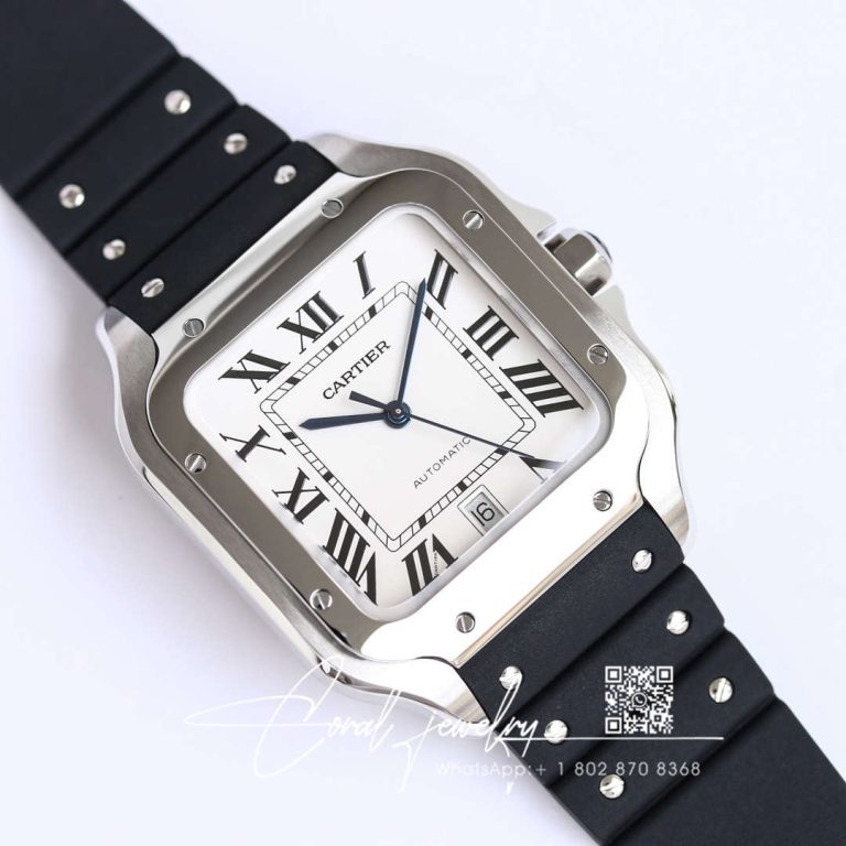 Replica Cartier Santos Wssa0018 Gf Factory V2 Black Rubber Strap (2)