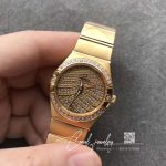 Replica Omega Constellation Ladies 27mm Tw Factory 18k Yellow Gold Textured Diamond Dial (6)