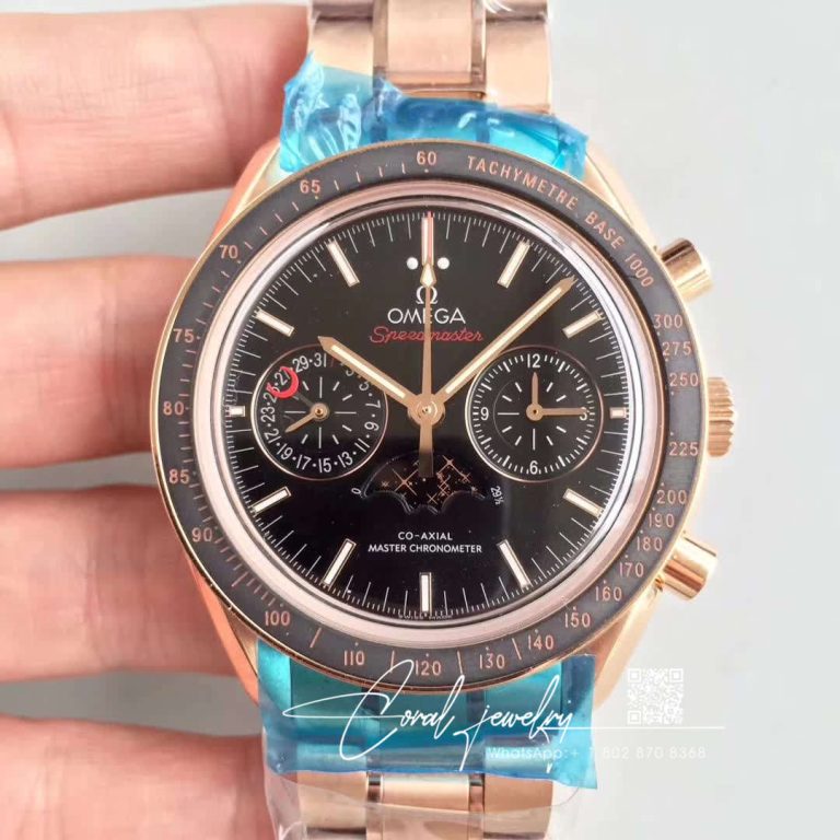 Replica Omega Speedmaster Moonwatch Moonphase Chronograph 304.63.44.52.01.001 Black Dial (1)