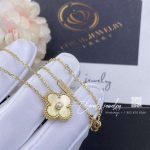 Van Cleef & Arpels Vintage Alhambra 2018 Holiday Necklace Yellow Gold Mother Of Pearl (7)