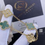 Van Cleef & Arpels Vintage Alhambra Necklace, 10 Motifs Yellow Gold, Diamond, Malachite Vcaro9j400 (5)