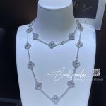 Van Cleef & Arpels Vintage Alhambra Long Necklace, 20 Motifs White Gold, Diamond Vcara43300 (3)