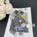 Van Cleef & Arpels Magic Alhambra Long Necklace, 16 Motifs White Gold, Chalcedony, Mother Of Pearl Vcarn19000 (13)