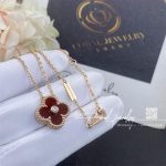 Van Cleef & Arpels Vintage Alhambra 2011 Holiday Diamond Pendant Necklace In Carnelian 18k Pink Gold (3)