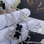 Van Cleef & Arpels Vintage Alhambra Long Necklace, 20 Motifs White Gold, Diamond, Onyx Vcarp2r800 (9)