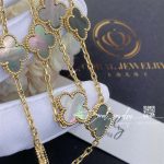 Van Cleef & Arpels Vintage Alhambra Necklace, 10 Motifs 18k Yellow Gold, Grey Mother Of Pearl (17)