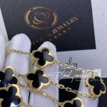 Van Cleef & Arpels Yellow Gold Onyx Pure Alhambra 9 Motif Long Necklace (12)