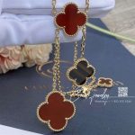 Van Cleef & Arpels Magic Alhambra Necklace, 6 Motifs Yellow Gold, Carnelian, Tiger Eye Vcarn5jp00 (7)