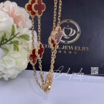 Van Cleef & Arpels Vintage Alhambra Long Necklace, 20 Motifs Yellow Gold, Carnelian Vcard39800 (4)