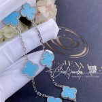 Van Cleef & Arpels Vintage Alhambra Necklace, 10 Motifs White Gold, Turquoise (3)