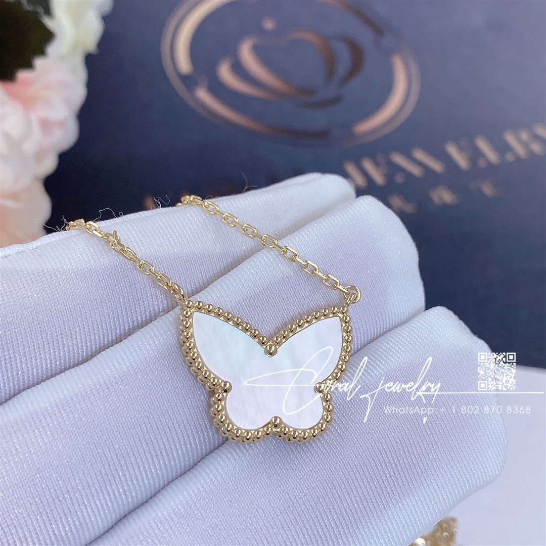 Van Cleef & Arpels Lucky Alhambra Butterfly Pendant Yellow Gold, Mother Of Pearl Vcard99500 (6)