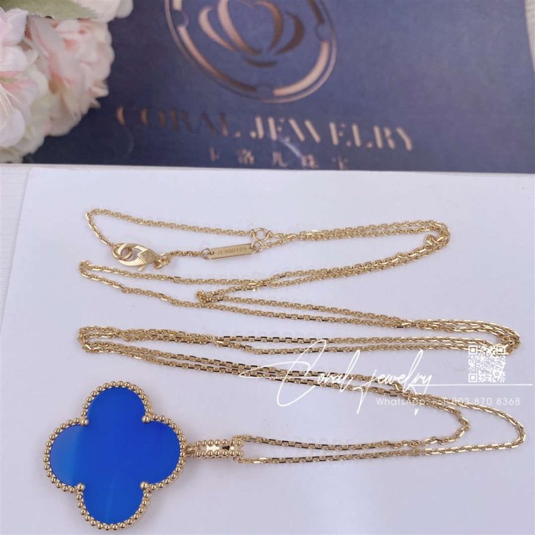 Van Cleef & Arpels Magic Alhambra Long Necklace, 1 Motif Yellow Gold, Blue Agate Vcarp6la00 (3)