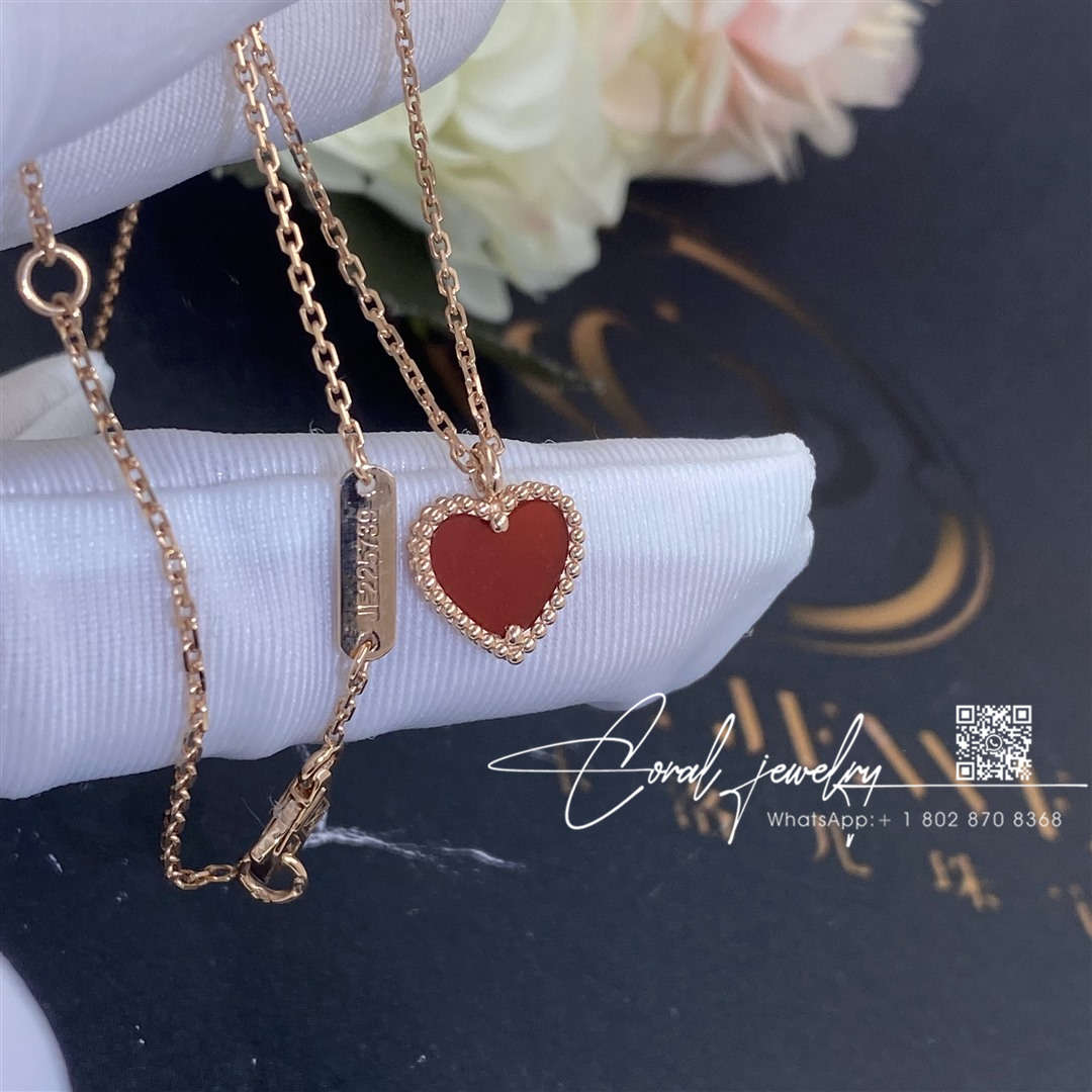 Van Cleef & Arpels Sweet Alhambra Heart Pendant Rose Gold Carnelian Vcarn59n00 (2)