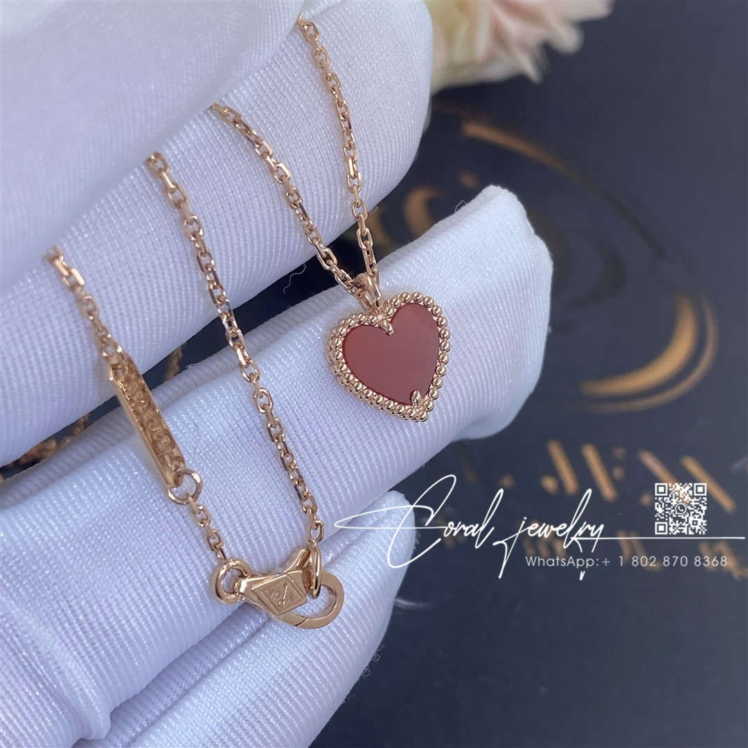 Van Cleef & Arpels Sweet Alhambra Heart Pendant Rose Gold Carnelian Vcarn59n00 (4)