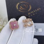 Van Cleef & Arpels Alhambra 18k Yellow Gold Pink Opal Diamond Ring (1)