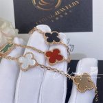 Van Cleef & Arpels Vintage Alhambra Bracelet, 5 Motifs Rose Gold, Carnelian ,tiger Eye,onyx,malachite,mother Of Pearl (5)