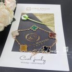 Van Cleef & Arpels Vintage Alhambra Bracelet, 5 Motifs Rose Gold, Carnelian ,tiger Eye,onyx,malachite,mother Of Pearl (6)