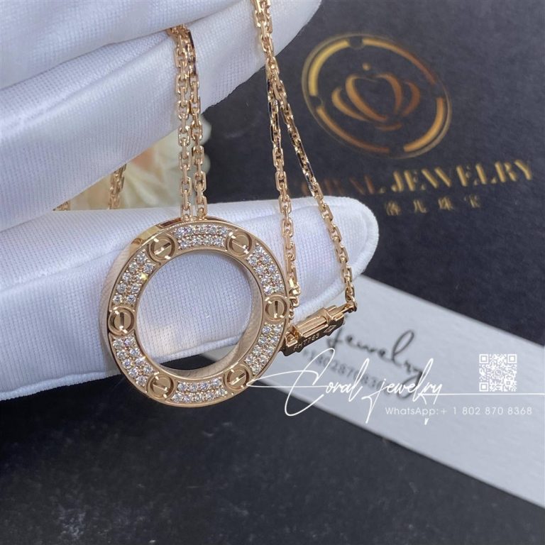 Cartier Love Necklace Rose Gold, Diamonds Ref. B7224527 (5)