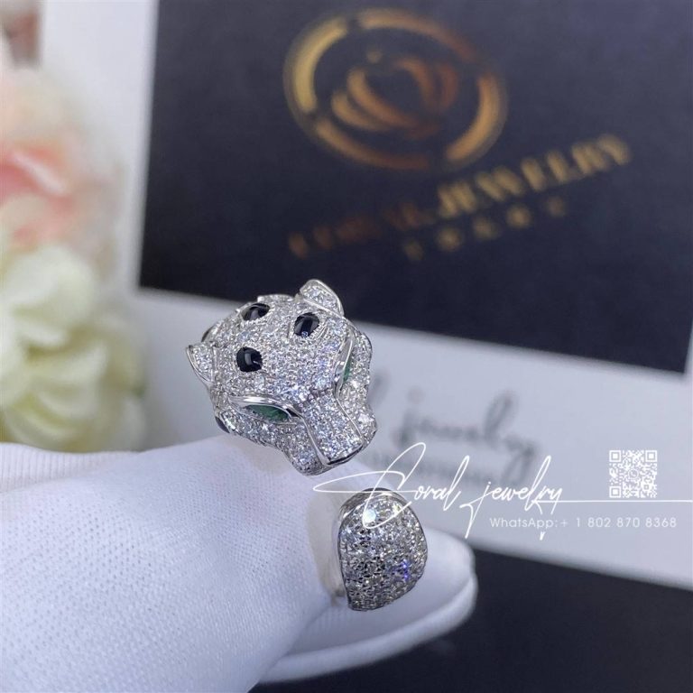 Cartier Panthère De Cartier Ring White Gold, Diamonds, Emeralds, Onyx Ref. N4767800 (6)