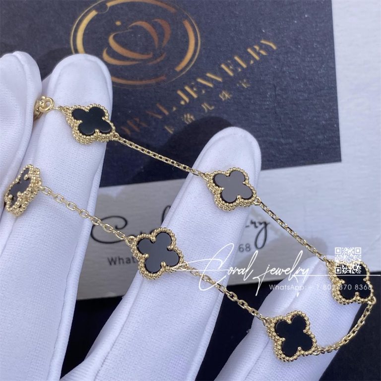 Van Cleef & Arpels Sweet Alhambra Bracelet, 6 Motifs Yellow Gold, Onyx (3)