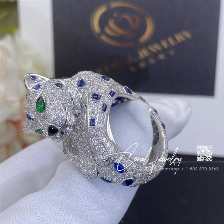 Cartier Panthère De Cartier Ring, Platinum, Sapphire, Emerald, Onyx, Diamonds Ref. H4078300 (2)