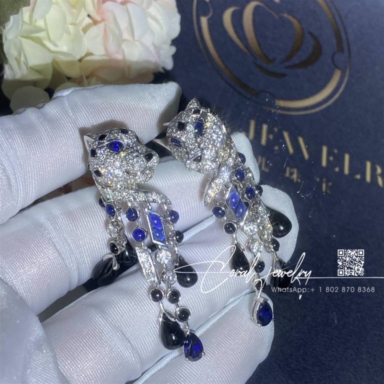 Cartier Panthère De Cartier Earrings White Gold, Diamonds, Emeralds, Sapphires Ref. H8000657 (5)