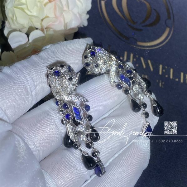 Cartier Panthère De Cartier Earrings White Gold, Diamonds, Emeralds, Sapphires Ref. H8000657 (6)