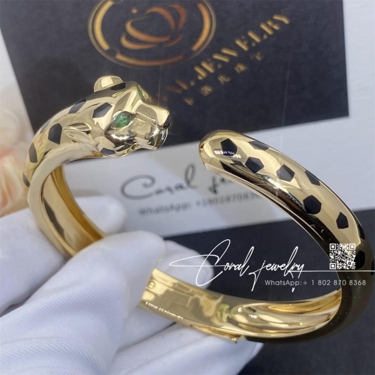 Cartier Panthère De Cartier Bracelet, 18k Yellow Gold Black Lacquer. Tsavorite Garnets, Onyx N6715217 (6)