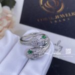 Bulgari Serpenti Seduttori 18 Kt White Gold Double Head Ring Set With Emerald Eyes And Pavé Diamonds Ref. 358094 (2)