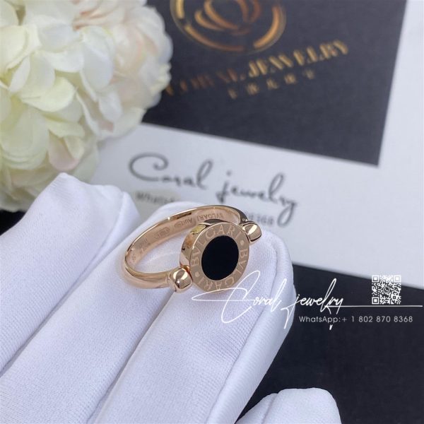 Bulgari Bvlgari Rose Gold Flip Ring Set With Mother Of Pearl And Onyx Ref. 347763 (2)