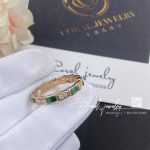 Bulgari Serpenti Viper 18 Kt Rose Gold Thin Ring Set With Malachite Elements And Pavé Diamonds Ref. 356758 (3)