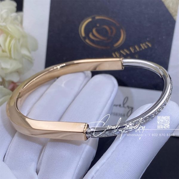 Tiffany Lock Bangle In Rose And White Gold With Half Pavé Diamonds (8)