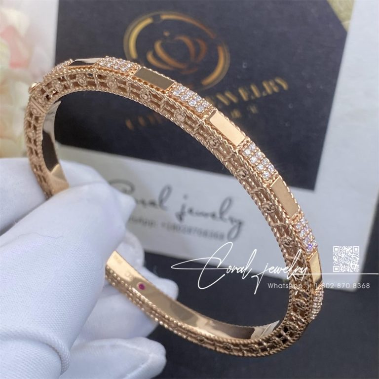 Roberto Coin 18k Rose Gold Mosaic Alternating Diamond Bangle (4)