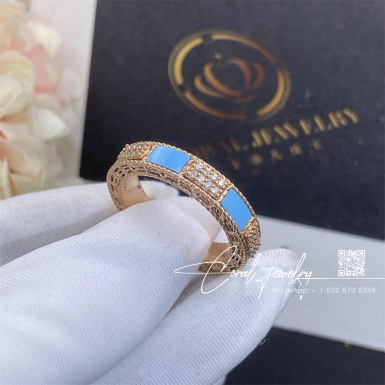 Roberto Coin 18k Rose Gold Mosaic Alternating Diamond & Turquoise Ring (3)