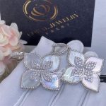 Roberto Coin Princess Flower White Gold Mother Of Pearl Diamond Earrings (2)