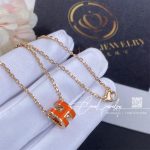 Hermes Lacquered Gold Mini Pop H Pendant Necklace Orange (1)