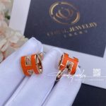 Hermes Rose Gold Lacquered Mini Pop H Earrings Orange (4)